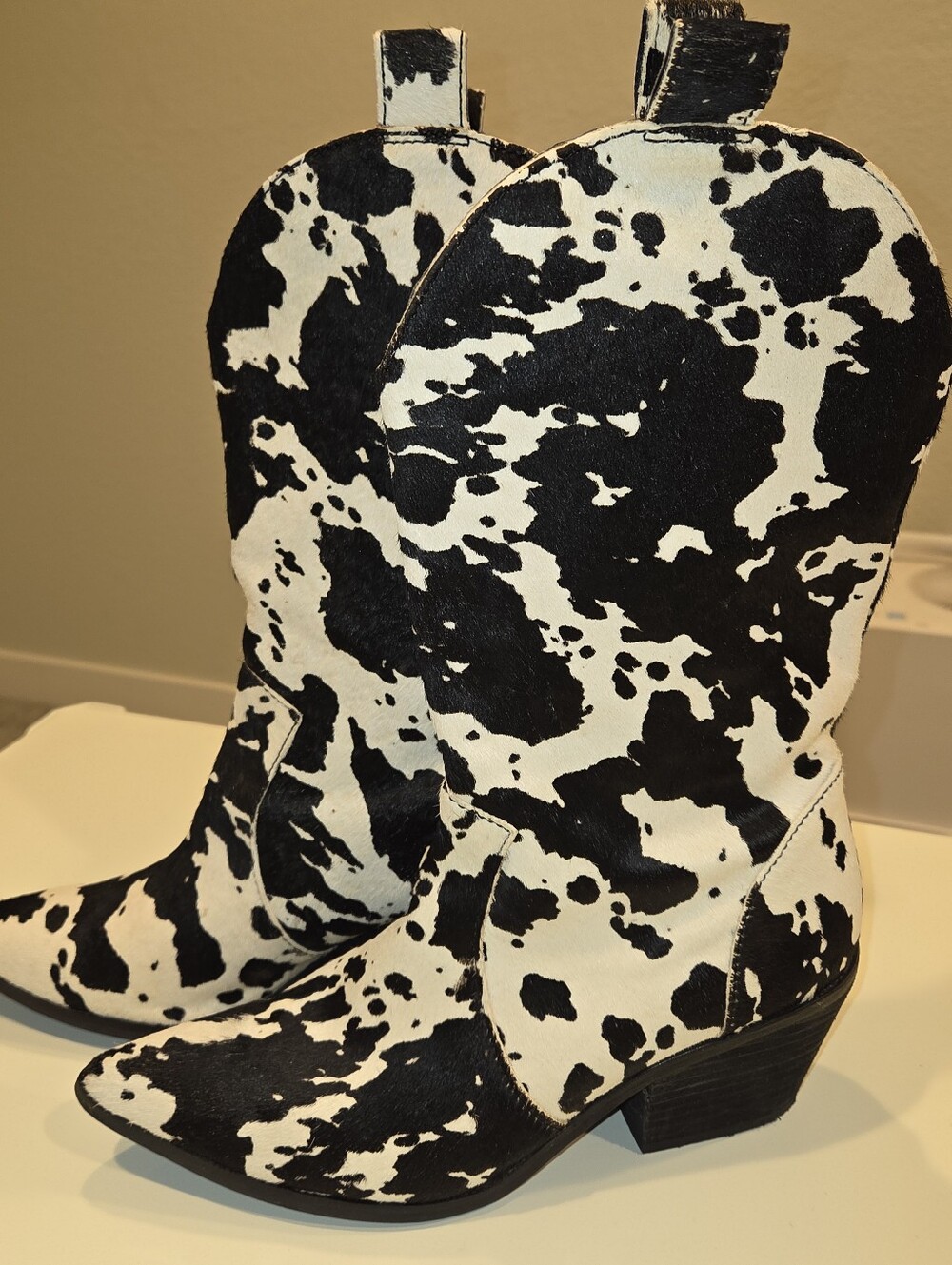 Dingo Live A Little Cow Black and White Cowhide Pattern Decorative Cowboy Boots - Picture 3 of 6